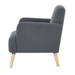 Brianna 1 Seater Sofa Arm Chair Fabric Uplholstered Lounge Couch - Dark Grey - Furniture > Sofas