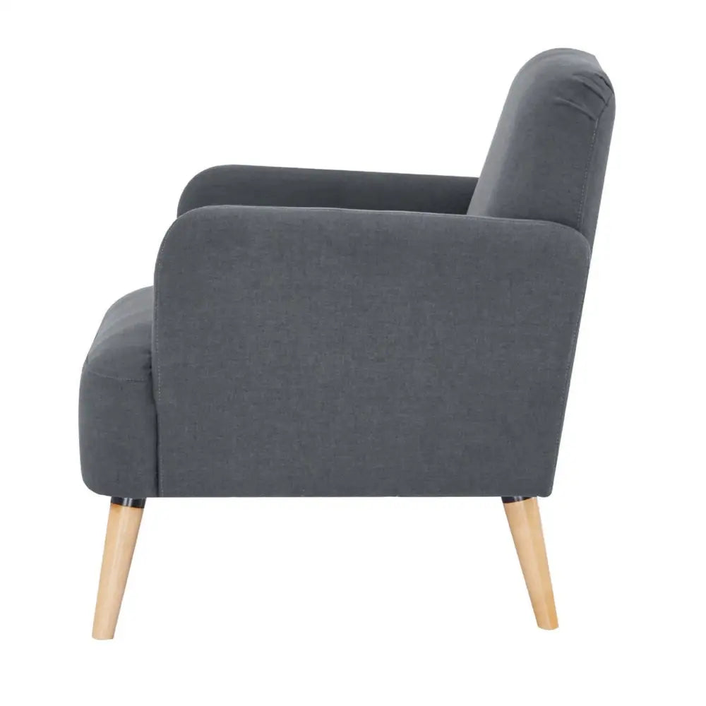 Brianna 1 Seater Sofa Arm Chair Fabric Uplholstered Lounge Couch - Dark Grey - Furniture > Sofas