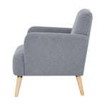 Brianna 1 Seater Sofa Arm Chair Fabric Uplholstered Lounge Couch - Light Grey - Furniture > Sofas