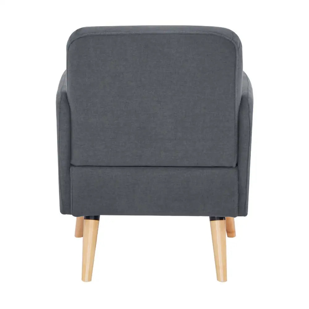 Brianna 1 Seater Sofa Arm Chair Fabric Uplholstered Lounge Couch - Dark Grey - Furniture > Sofas