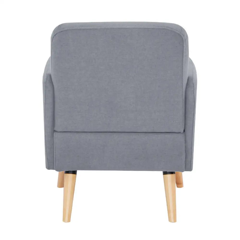 Brianna 1 Seater Sofa Arm Chair Fabric Uplholstered Lounge Couch - Light Grey - Furniture > Sofas