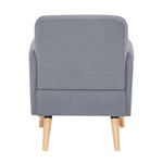 Brianna 1 Seater Sofa Arm Chair Fabric Uplholstered Lounge Couch - Light Grey - Furniture > Sofas