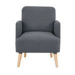 Brianna 1 Seater Sofa Arm Chair Fabric Uplholstered Lounge Couch - Dark Grey - Furniture > Sofas