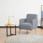 Brianna 1 Seater Sofa Arm Chair Fabric Uplholstered Lounge Couch - Light Grey - Furniture > Sofas