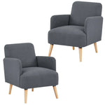 Brianna Set of 2 Sofa Arm Chair Fabric Uplholstered Lounge Couch - Dark Grey - Furniture > Sofas