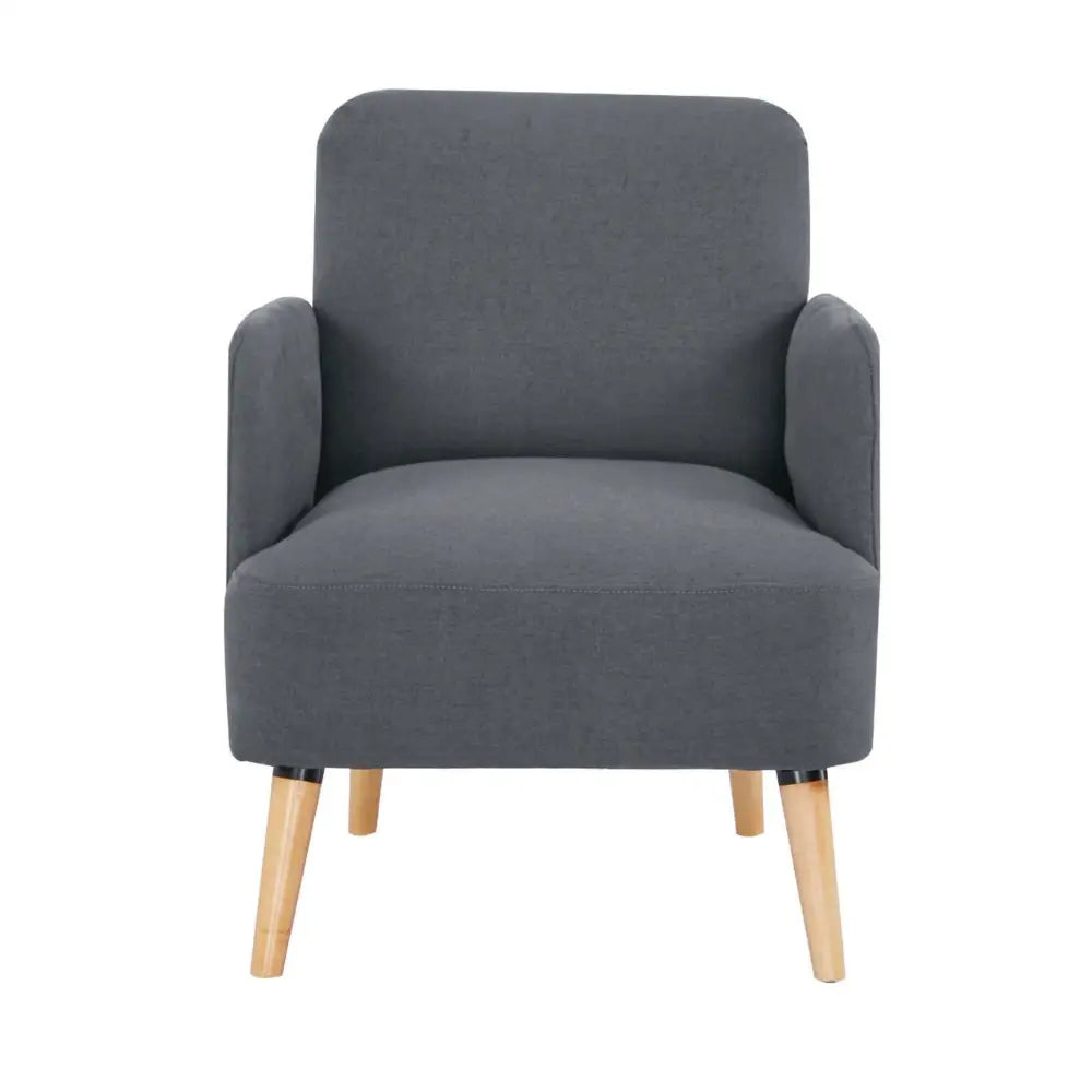 Brianna Set of 2 Sofa Arm Chair Fabric Uplholstered Lounge Couch - Dark Grey - Furniture > Sofas