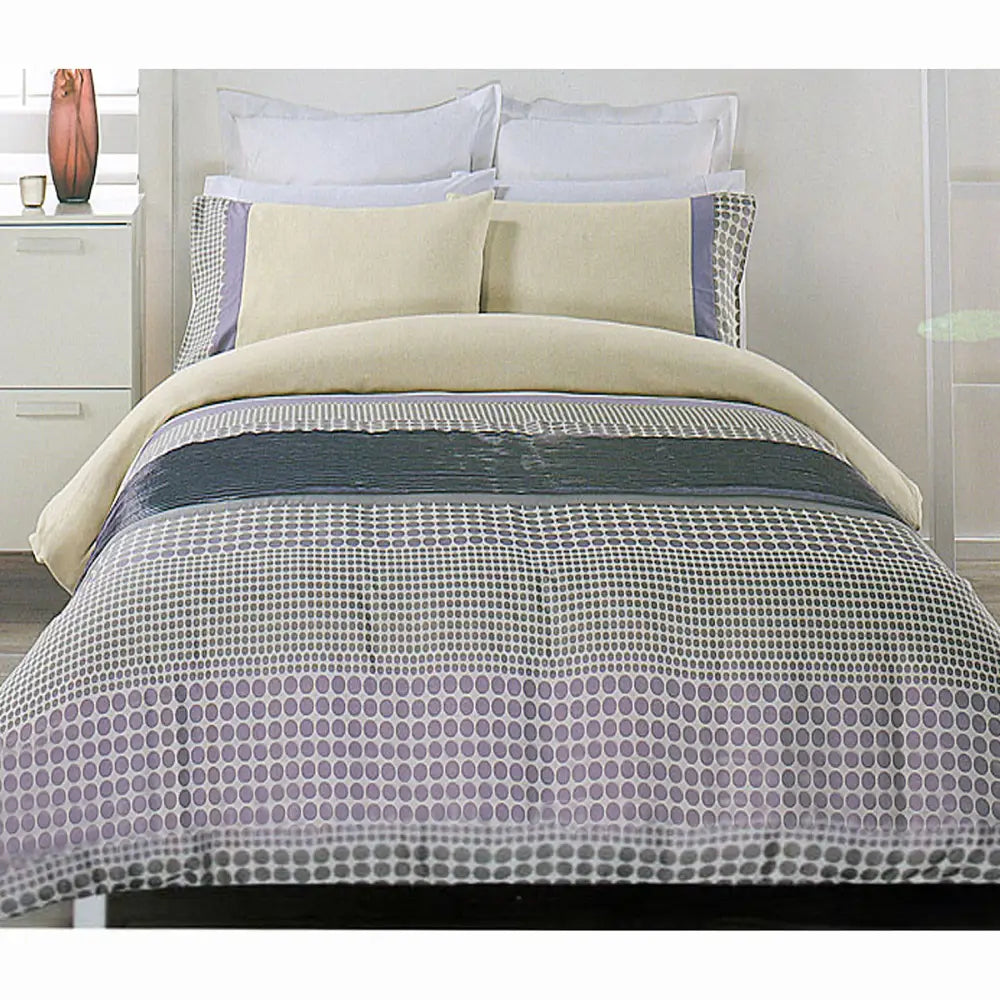 Brie Lilac Grey Quilt Cover Set KING - Home & Garden > Bedding