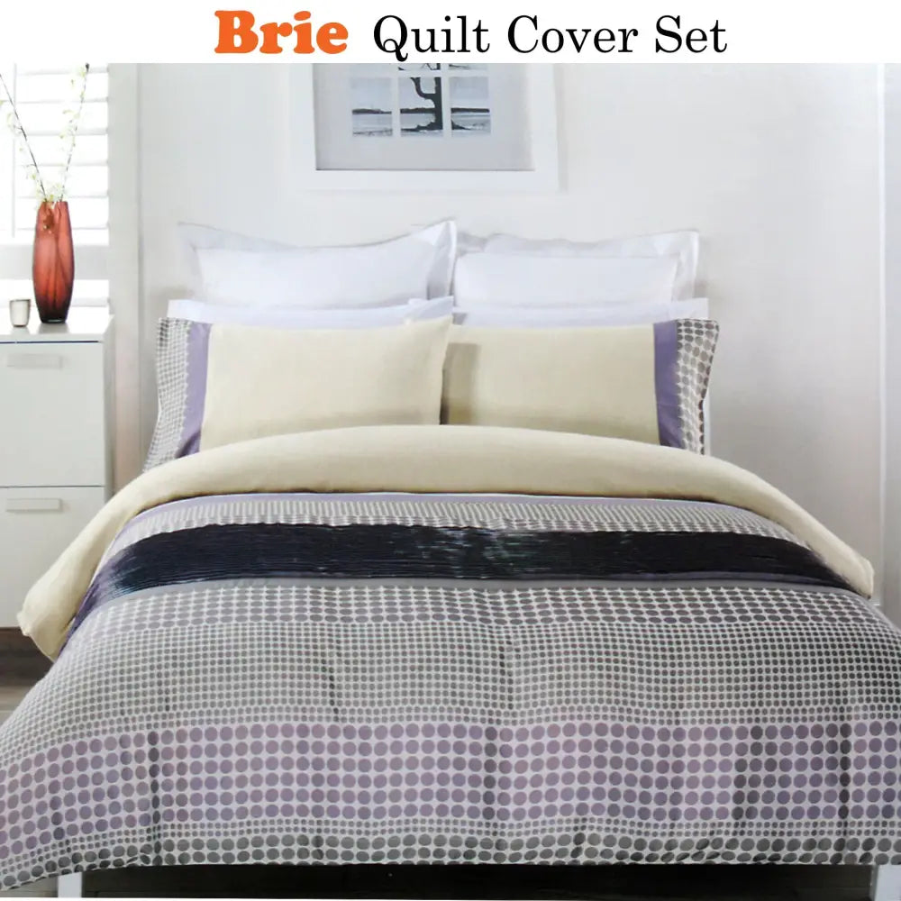 Brie Lilac Grey Quilt Cover Set KING - Home & Garden > Bedding