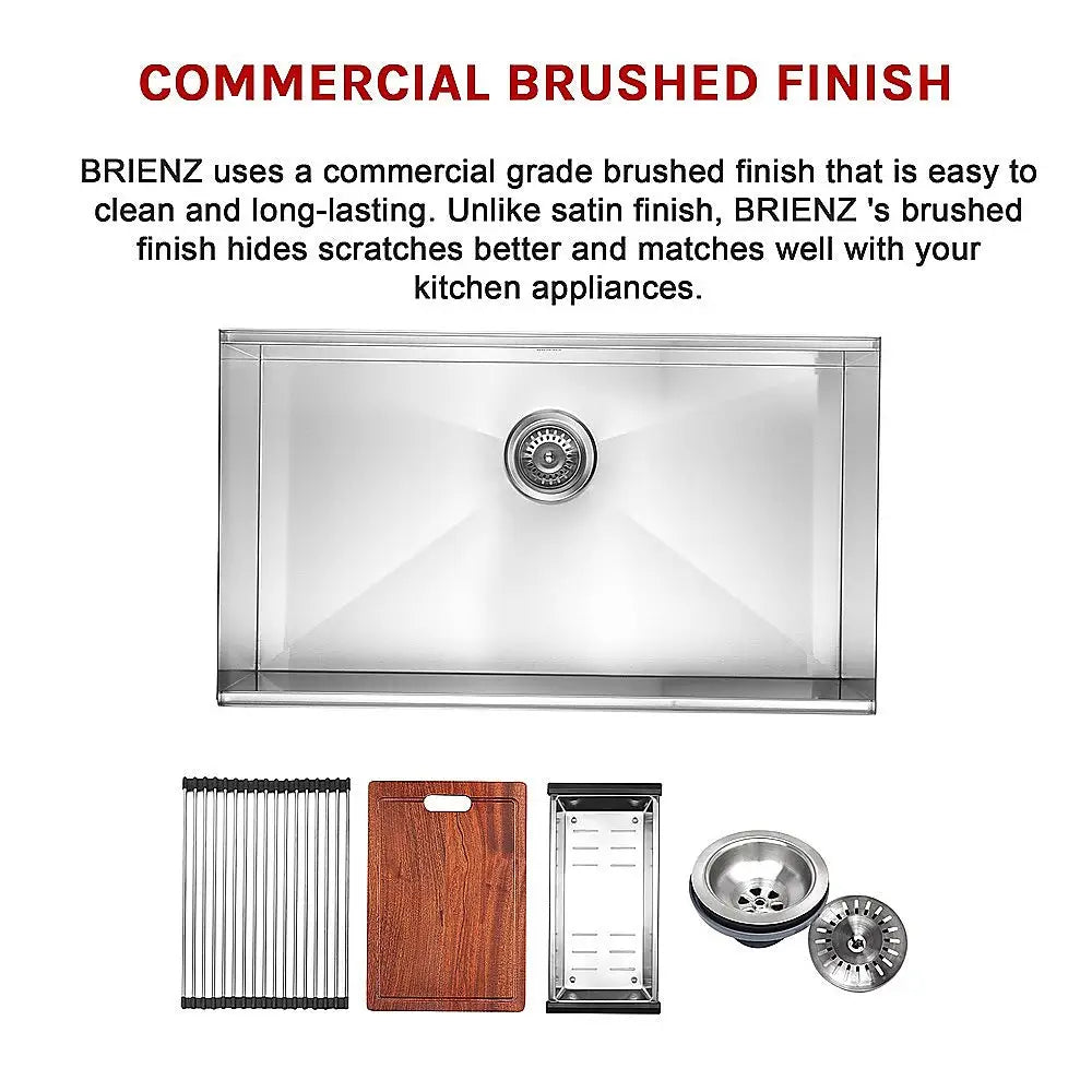 BRIENZ 32-inch Nano Workstation Ledge Undermount 16 Gauge Stainless Steel Kitchen Sink Single Bowl - Furniture >