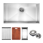 BRIENZ 32-inch Nano Workstation Ledge Undermount 16 Gauge Stainless Steel Kitchen Sink Single Bowl - Furniture >