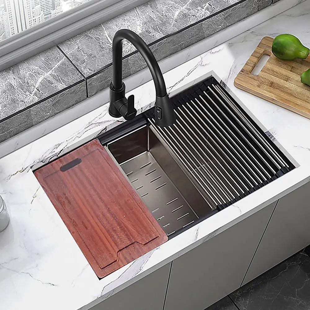 BRIENZ 32-inch Nano Workstation Ledge Undermount 16 Gauge Stainless Steel Kitchen Sink Single Bowl - Furniture >