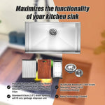 BRIENZ 32-inch Nano Workstation Ledge Undermount 16 Gauge Stainless Steel Kitchen Sink Single Bowl - Furniture >