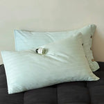 Bright Green Wide Stripes Long Staple Cotton Sateen Pillowcase Set - Jacquard Striped Pure Cotton 48x74cm (Pair) - Home