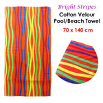 Bright Stripes Cotton Velour Printed Beach Towel - Home & Garden > Bathroom Accessories