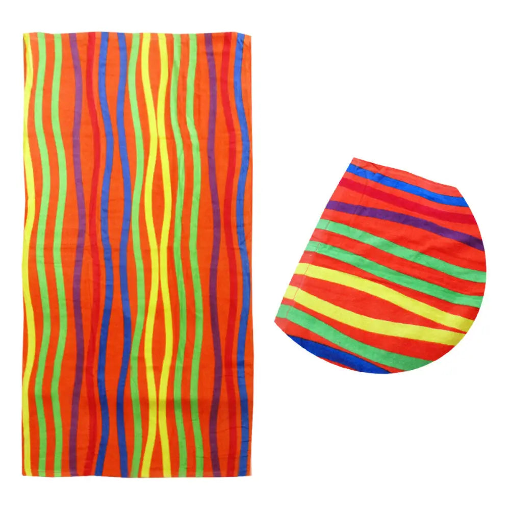 Bright Stripes Cotton Velour Printed Beach Towel - Home & Garden > Bathroom Accessories