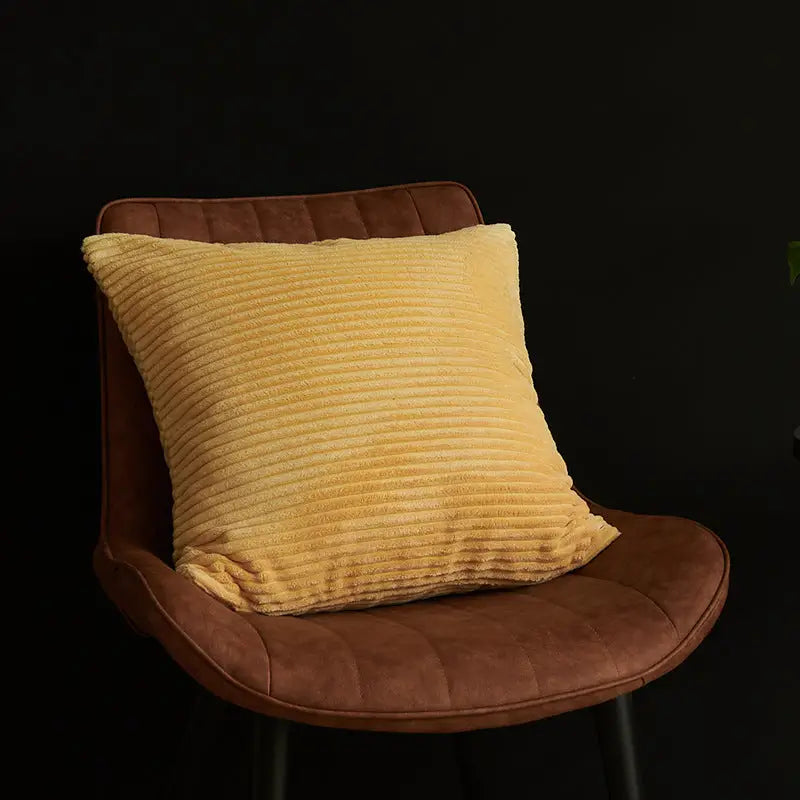 Bright Yellow Set of 4 Corduroy Pillow Covers - Solid Color Minimalist Throw Cushion Covers - 45x45cm (Pillow Inserts