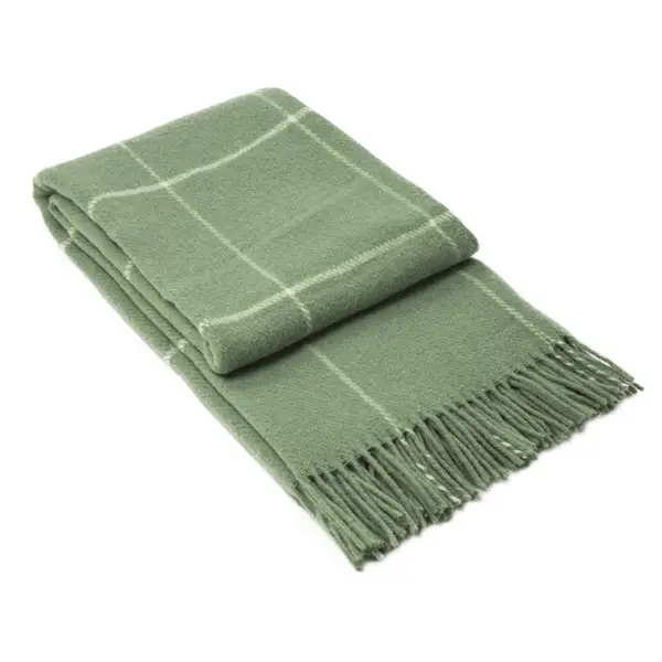 Brighton Throw - 100% NZ Wool - Sage Striped - Home & Garden > Decor