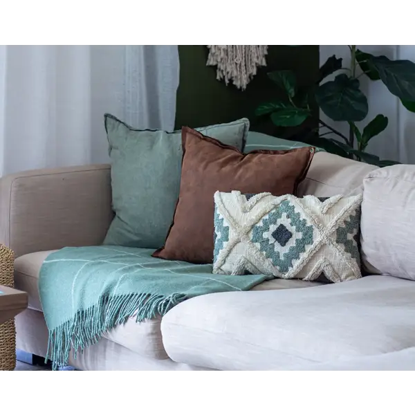 Brighton Throw - 100% NZ Wool - Sage Striped - Home & Garden > Decor