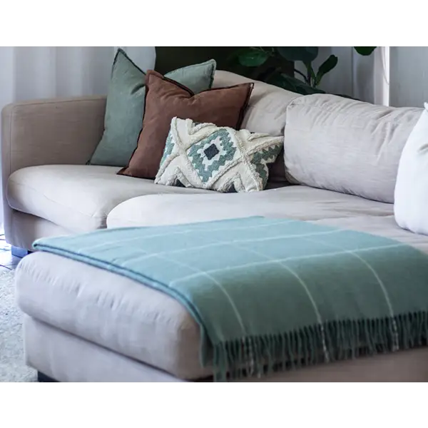 Brighton Throw - 100% NZ Wool - Sage Striped - Home & Garden > Decor