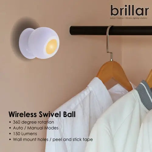 Brillar Wireless Swivel Ball LED Light - Home & Garden > Lighting > Night Lights & Ambient Lighting