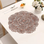 Bronze Color Elegant Floral PVC Placemats - Set of 8 Durable & Stylish Table Mats (38cm) - Home & Garden > Kitchenware