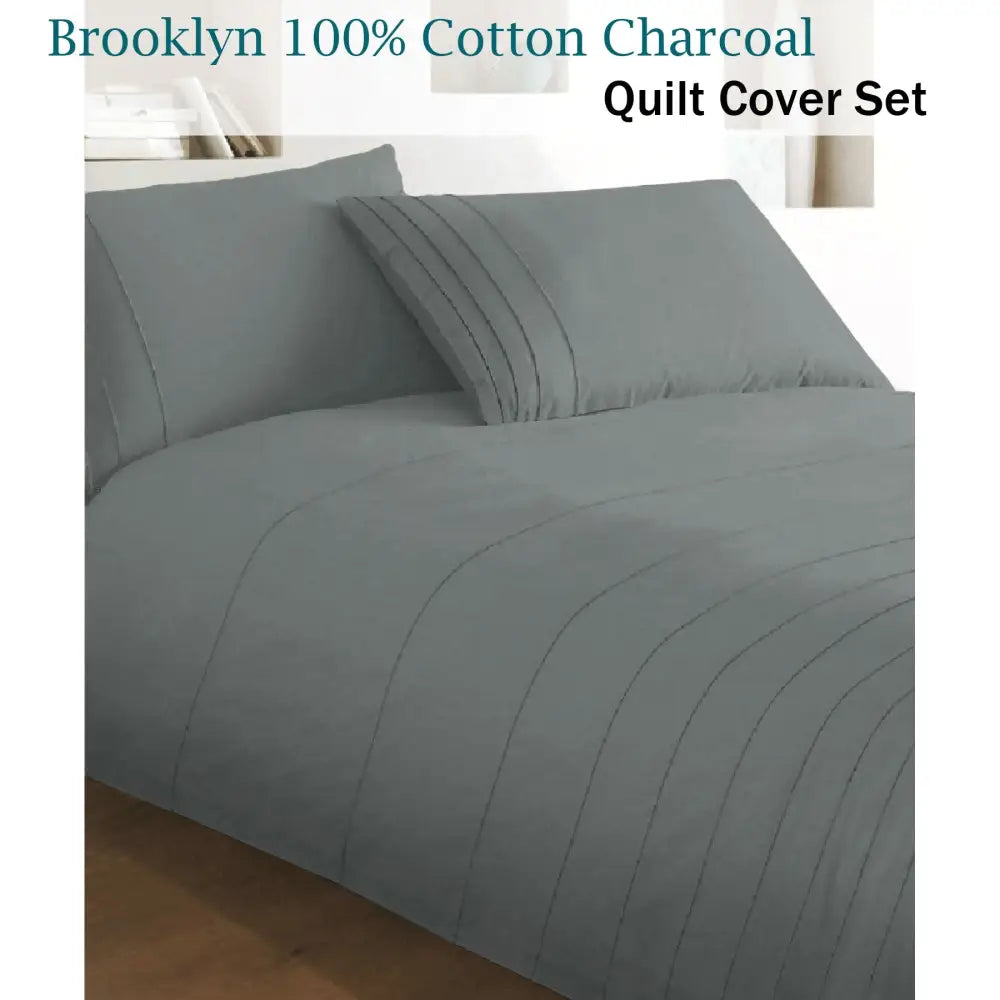 Brooklyn Charcoal Quilt Cover Set King - Home & Garden > Bedding