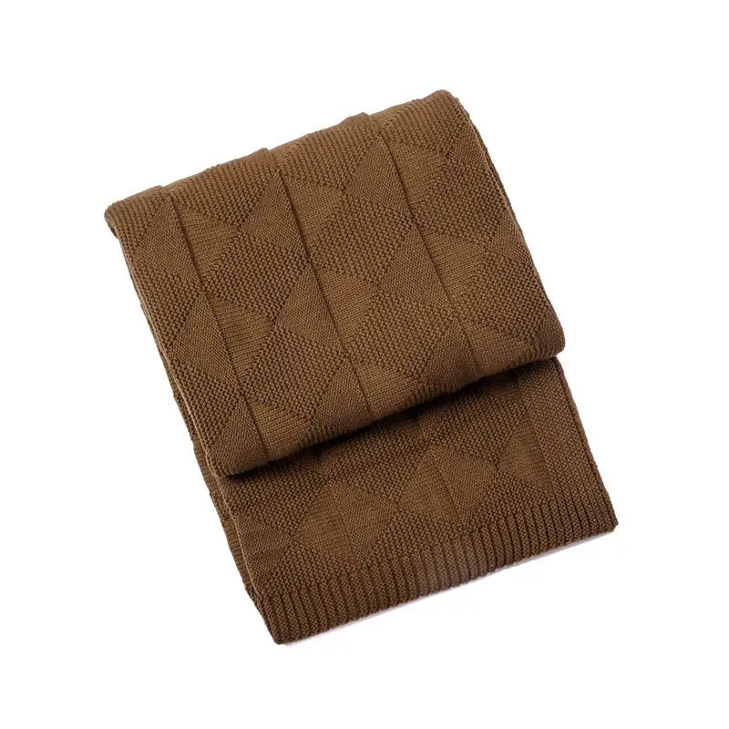 Brown Cozy Lightweight Acrylic Knit Throw Blanket - Diamond Waffle Texture for Sofa Bed & Travel - Home & Garden >