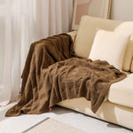 Brown Cozy Lightweight Acrylic Knit Throw Blanket - Diamond Waffle Texture for Sofa Bed & Travel - Home & Garden >