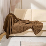 Brown Cozy Lightweight Acrylic Knit Throw Blanket - Diamond Waffle Texture for Sofa Bed & Travel - Home & Garden >
