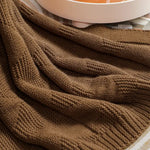 Brown Cozy Lightweight Acrylic Knit Throw Blanket - Diamond Waffle Texture for Sofa Bed & Travel - Home & Garden >