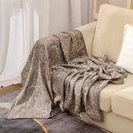 Brown Luxurious Paisley Jacquard Throw Blanket - Soft Wool Blend with Tassels 120x150cm Lightweight Sofa & Nap Blanket