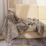 Brown Luxurious Paisley Jacquard Throw Blanket - Soft Wool Blend with Tassels 120x150cm Lightweight Sofa & Nap Blanket