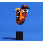 Brown Modern Abstract Face Sculpture - Colorful Resin Art Statue for Home & Office Decor - Home & Garden > Decor >