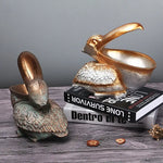 Brown Pelican Resin Decor Bowl – Unique Key Candy and Storage Organizer for Home Decoration - Home & Garden > Decor >