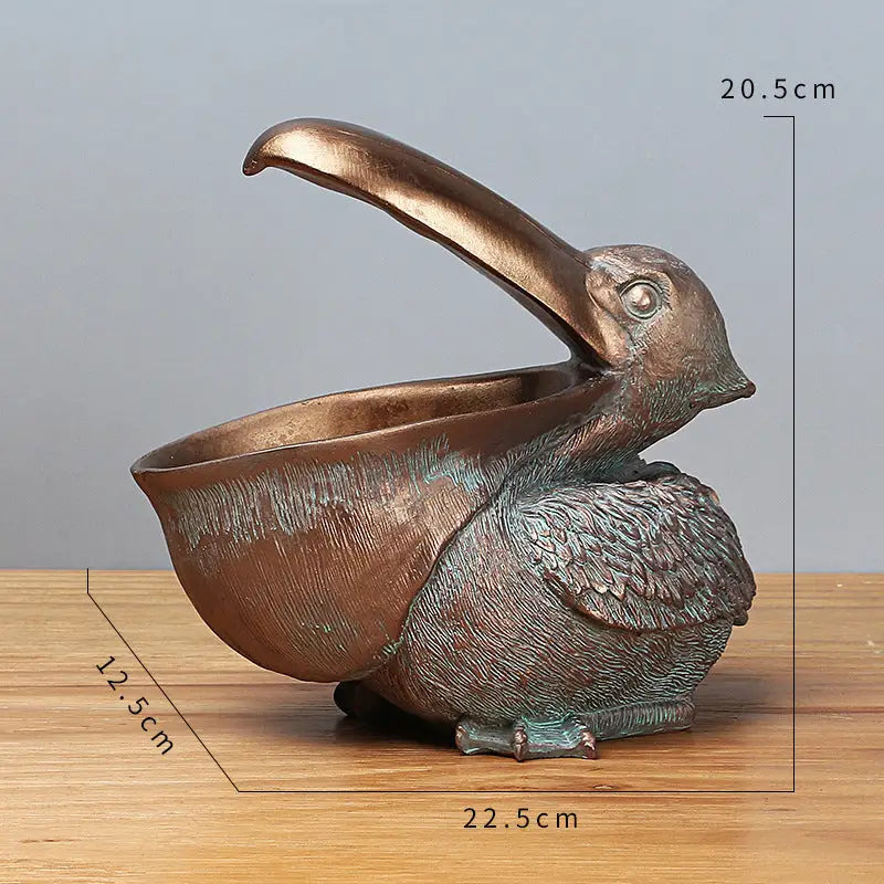 Brown Pelican Resin Decor Bowl – Unique Key Candy and Storage Organizer for Home Decoration - Home & Garden > Decor >