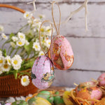 Brown Rabbits Five Sets Of Six Each Easter Egg Hanging Ornament Set with Creative Woven Basket - Festive Decor for Home