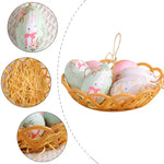 Brown Rabbits Five Sets Of Six Each Easter Egg Hanging Ornament Set with Creative Woven Basket - Festive Decor for Home