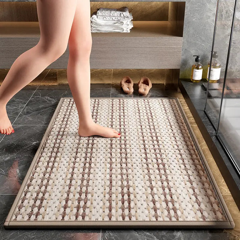 Brown Safe & Dry Bathroom Mat - Non-Slip Absorbent Bath Rug 40x60cm - Home & Garden > Bathroom Accessories > Bath Mats