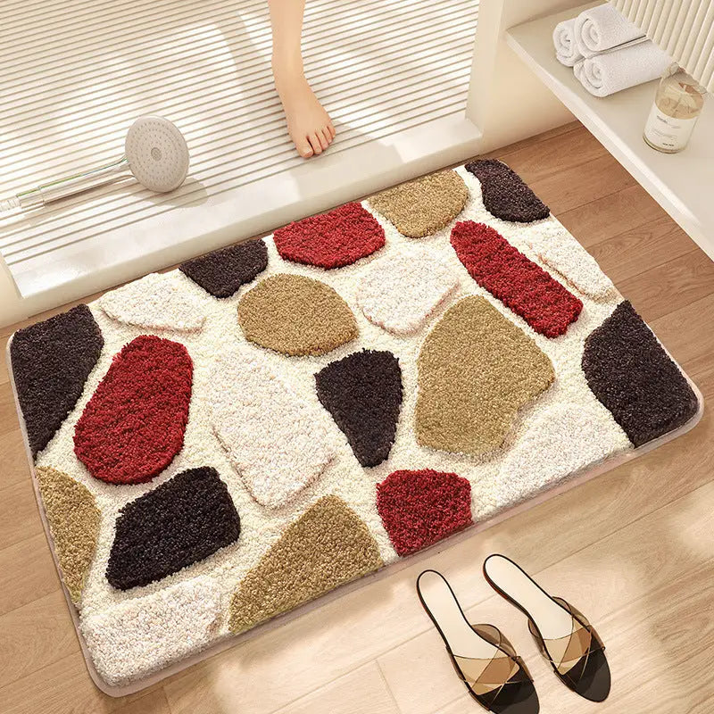 Brown Stone Bath Mat - Super Absorbent Non-Slip Bathroom Floor Mat - 40x60cm - Home & Garden > Bathroom Accessories >
