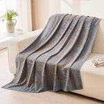Brown,Taupe and Blue Elegant Patterned Throw Blanket - Soft Polyester Nap & Sofa Cover 185x135cm Lightweight AC Blanket
