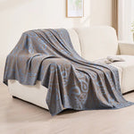 Brown,Taupe and Blue Elegant Patterned Throw Blanket - Soft Polyester Nap & Sofa Cover 185x135cm Lightweight AC Blanket