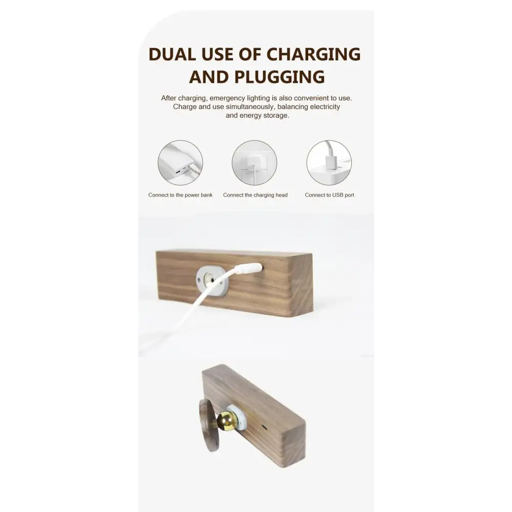 Brown Touch-Control Dimmable Wooden LED Wall Light - Minimalist Design - Home & Garden > Lighting > Wall Lights