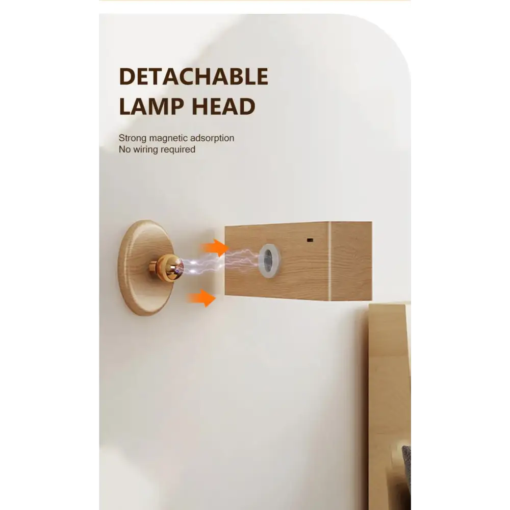 Brown Touch-Control Dimmable Wooden LED Wall Light - Minimalist Design - Home & Garden > Lighting > Wall Lights