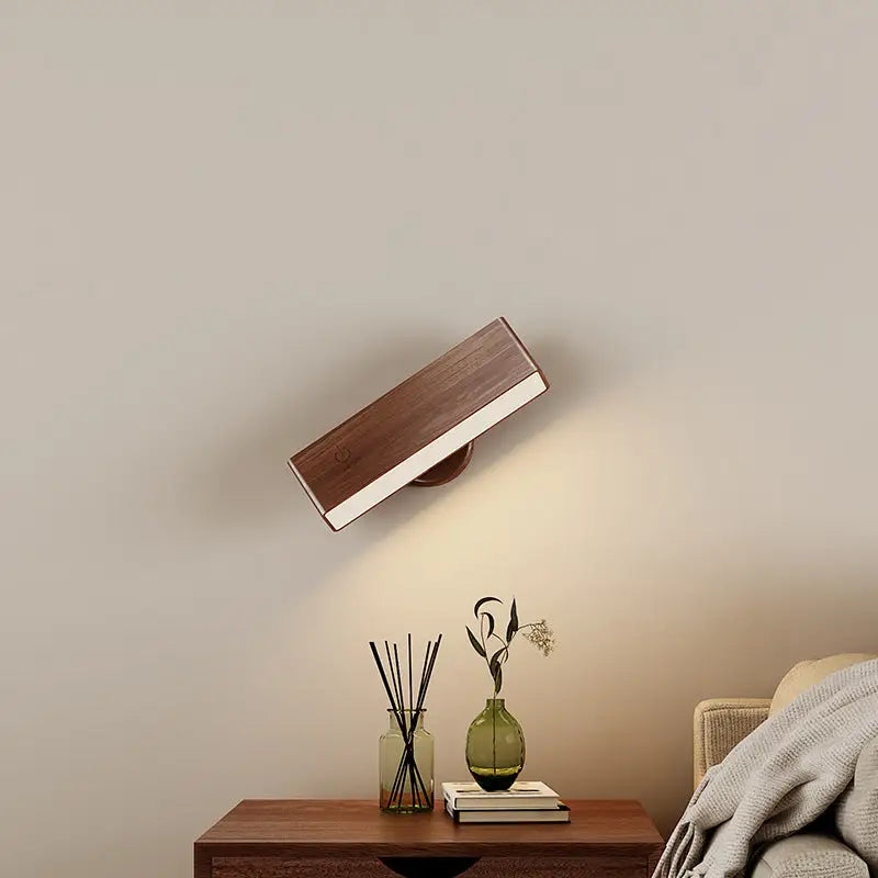 Brown Touch-Control Dimmable Wooden LED Wall Light - Minimalist Design - Home & Garden > Lighting > Wall Lights