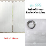 Bubble White Pair of Sheer Eyelet Curtains 140 x 223cm - Home & Garden > Curtains > Curtains & Drapes