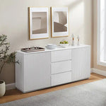 Buffet Ceramic Table Top MDF Cabinet Storage Stainless Steel In White - Furniture > Dining > Buffets & Sideboards