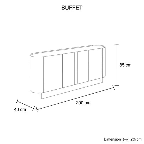 Buffet MDF Melamine Interior Storage In Dark Walnut colour - Furniture > Dining > Buffets & Sideboards