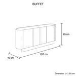 Buffet MDF Melamine Interior Storage In Dark Walnut colour - Furniture > Dining > Buffets & Sideboards