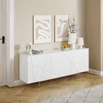 Buffet Sideboard Colour Ceramic Top MDF in Glossy White Gold Colour - Furniture > Dining > Buffets & Sideboards