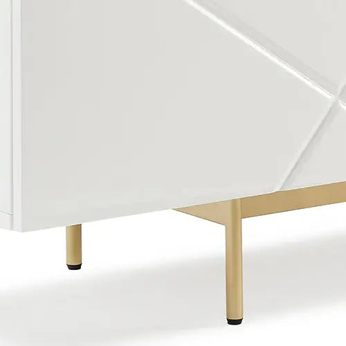 Buffet Sideboard Colour Ceramic Top MDF in Glossy White Gold Colour - Furniture > Dining > Buffets & Sideboards